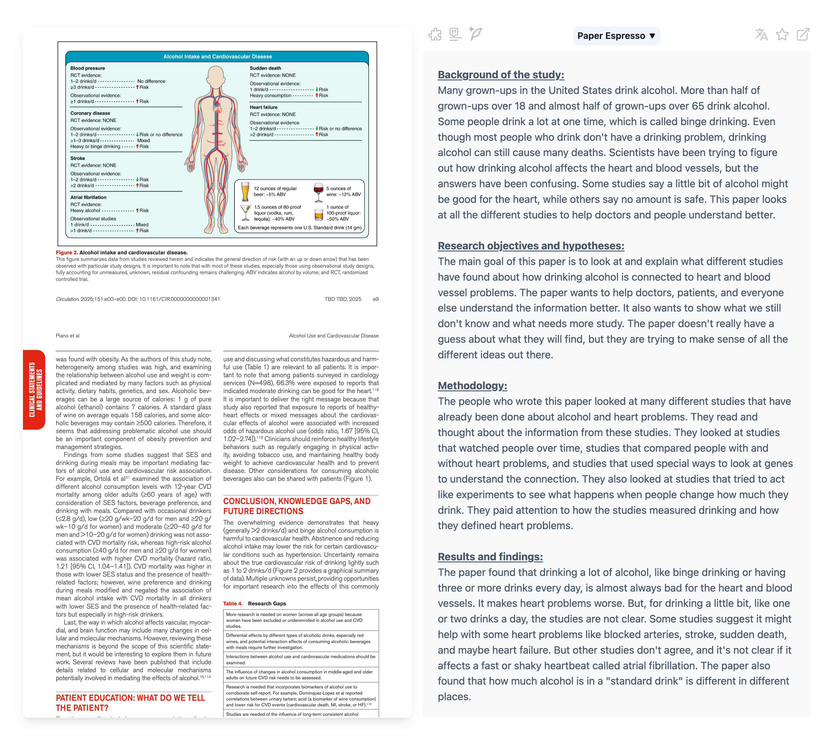 OpenRead AI paper analysis interface showing automated research summaries and key insights extraction